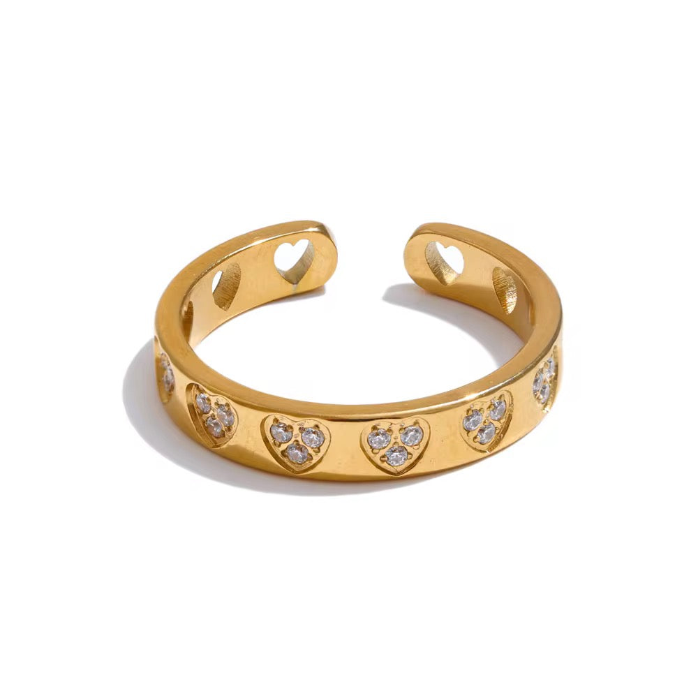 Zirconia Heart Hollow Ring