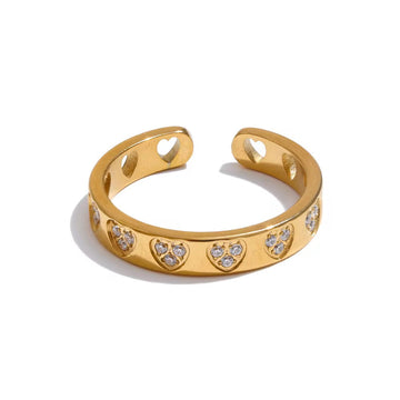 Zirconia Heart Hollow Ring