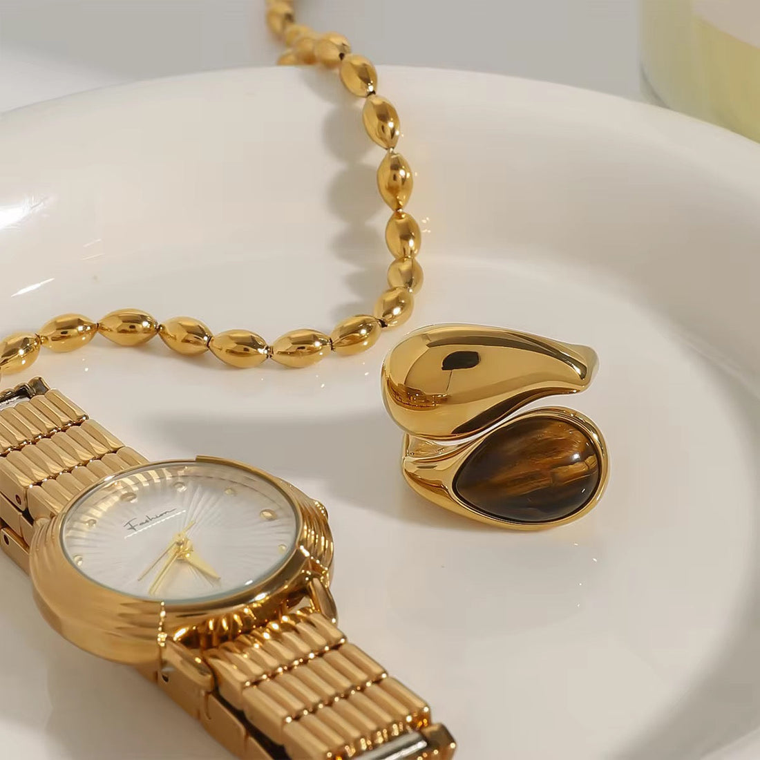 Tigereye waterdrop Ring