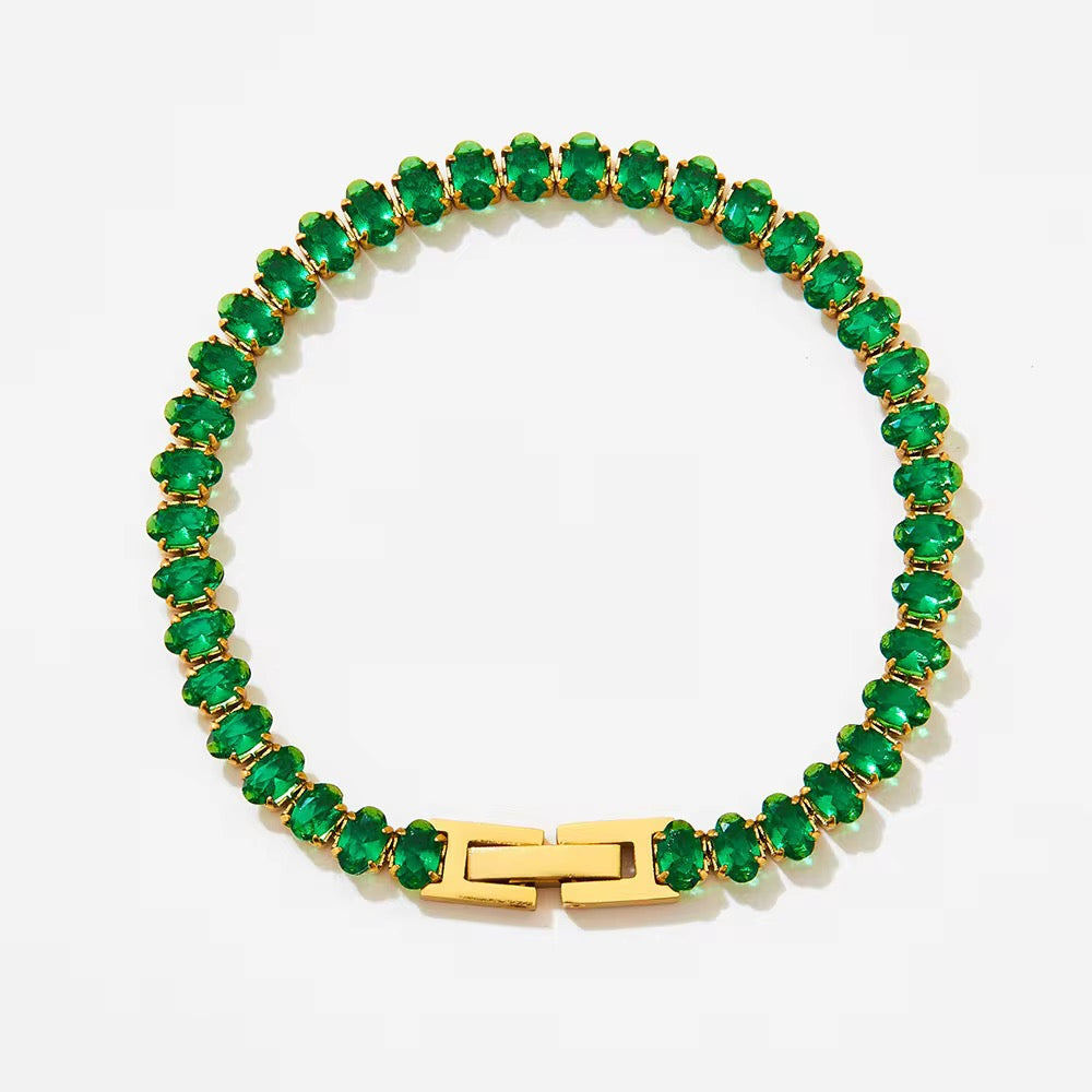 Green Oval Tennis Bracelet