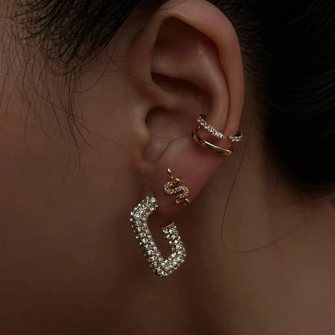 Iced Out Gold Square Hoops