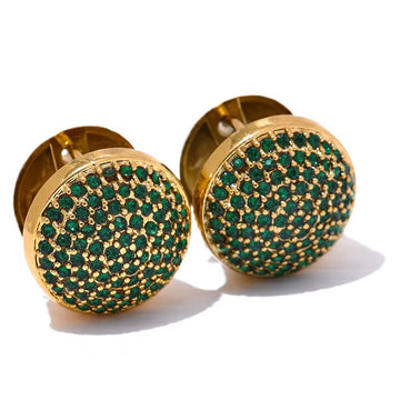 Green Dual Round Studs