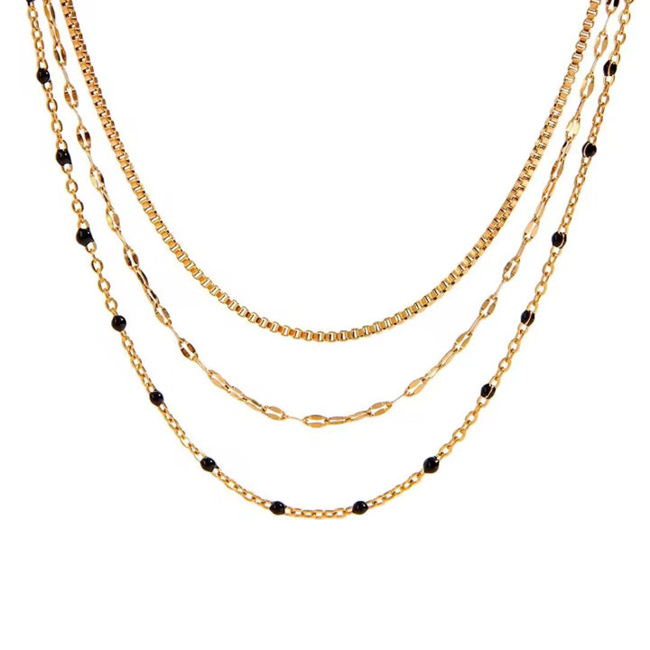 Black Trilayer Necklace
