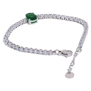 Emerald Silver Fery Zircon Bracelet