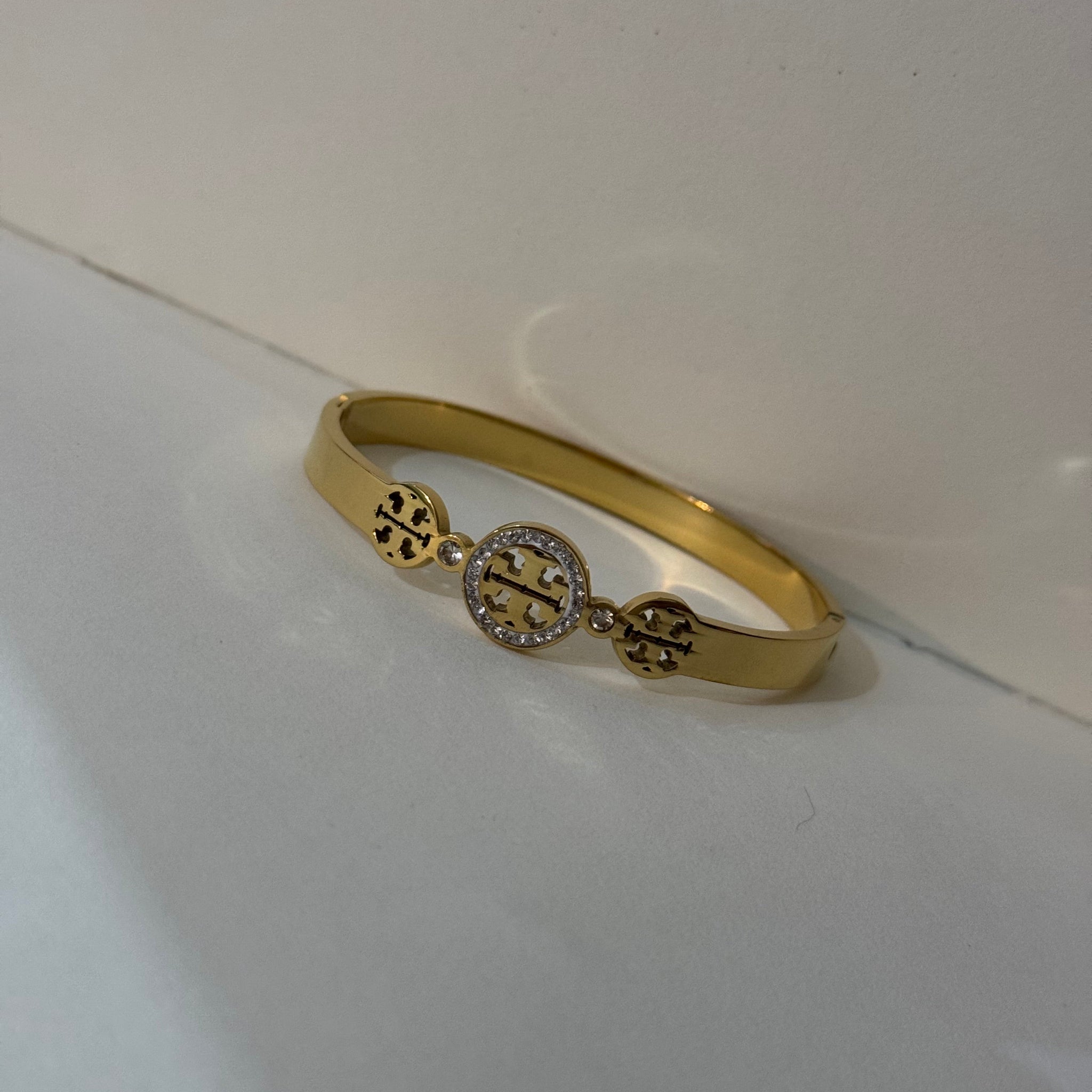 Gold T Circle Bangle