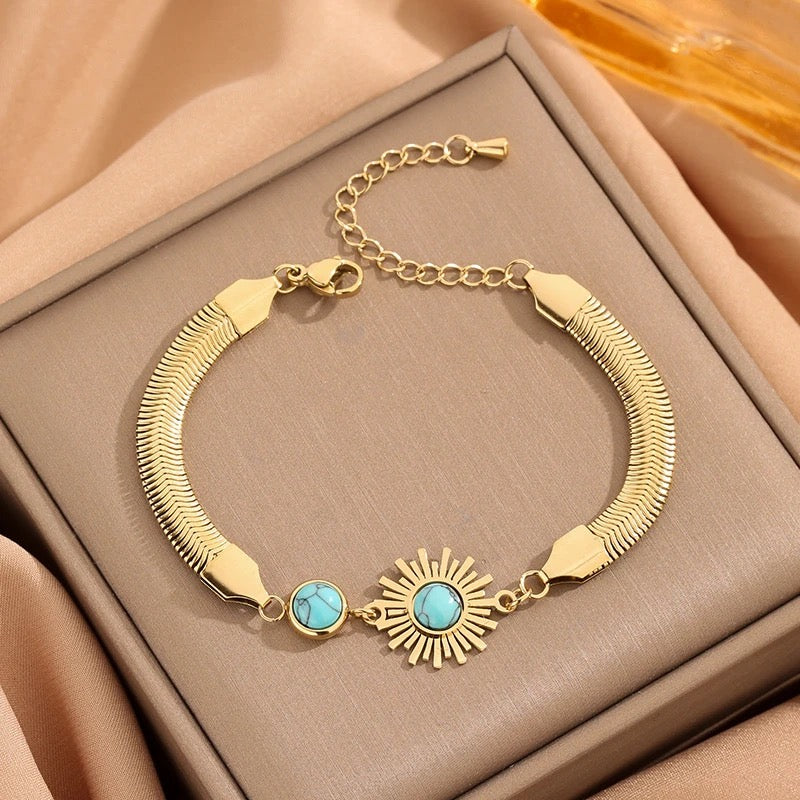 Ferozi Sunflower Snake Bracelet