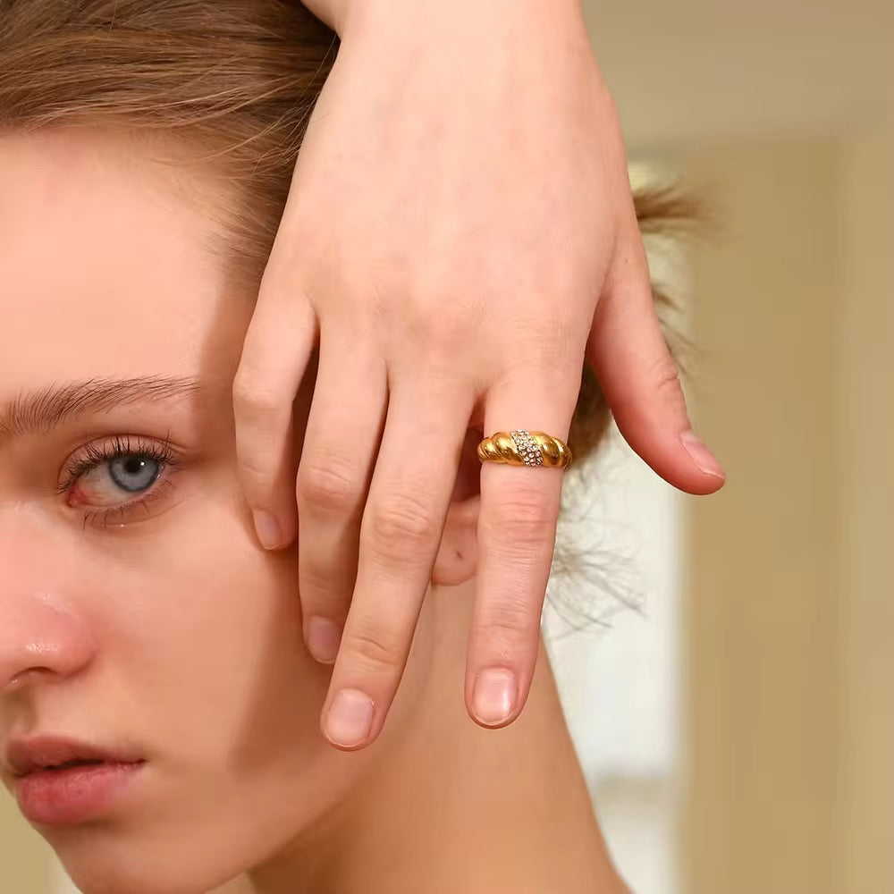 Zirconia Croissant Ring