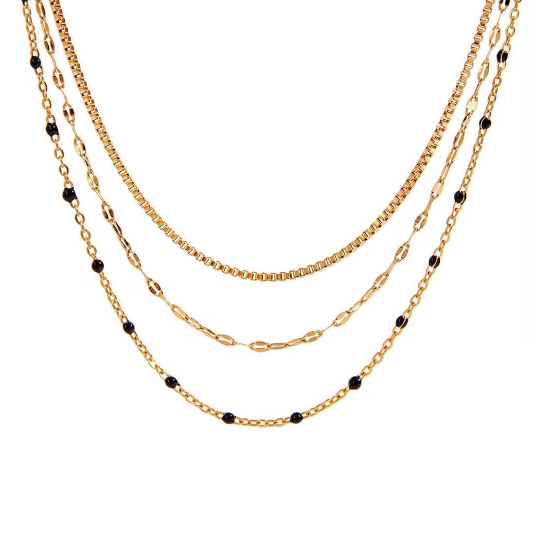 Black Trilayer Necklace