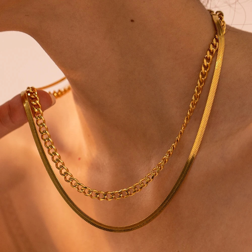 Glim Double layer Snake Necklace