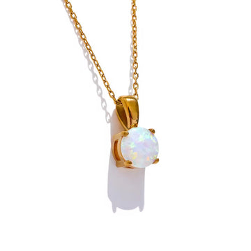 Milky Opal Gold Necklace