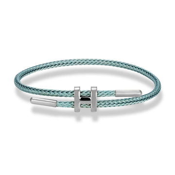 Silver Blue H Braid Bracelet