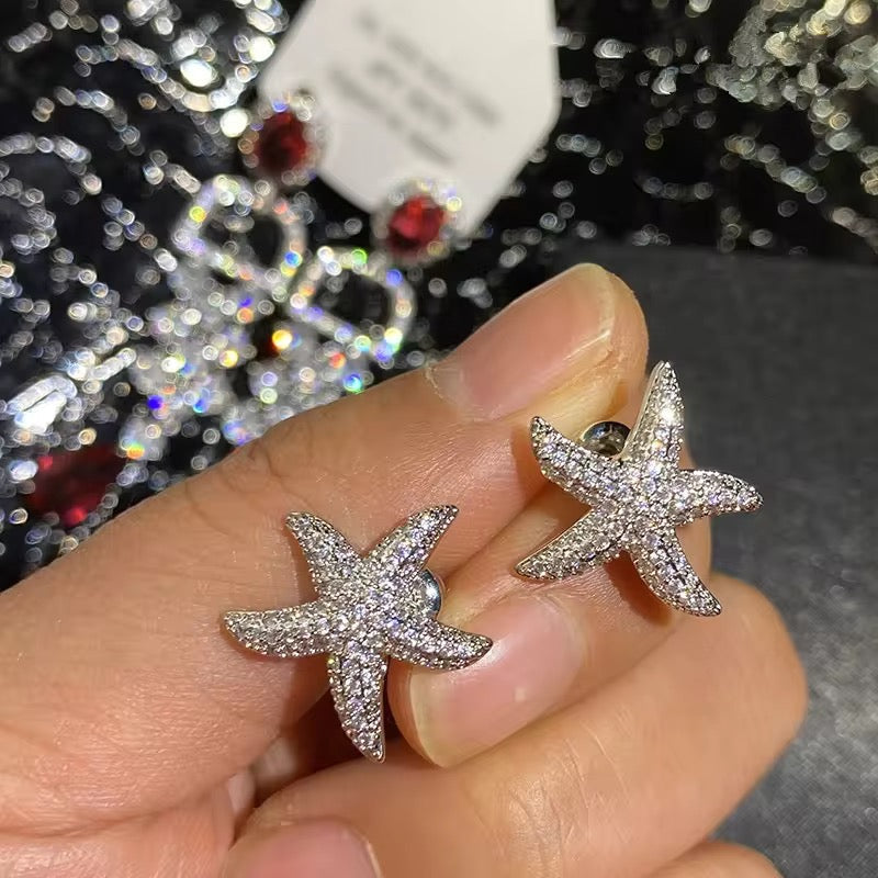 Silver Starfish Studs