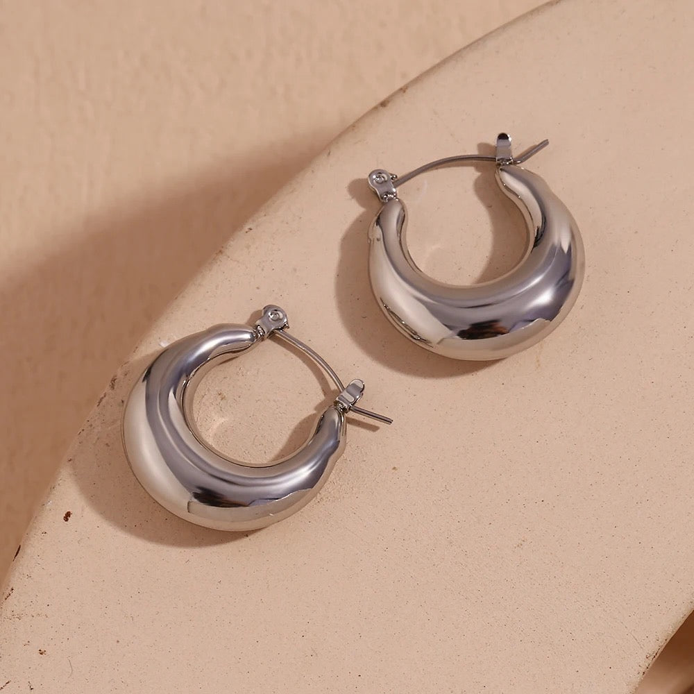 Silver Luster Hoops