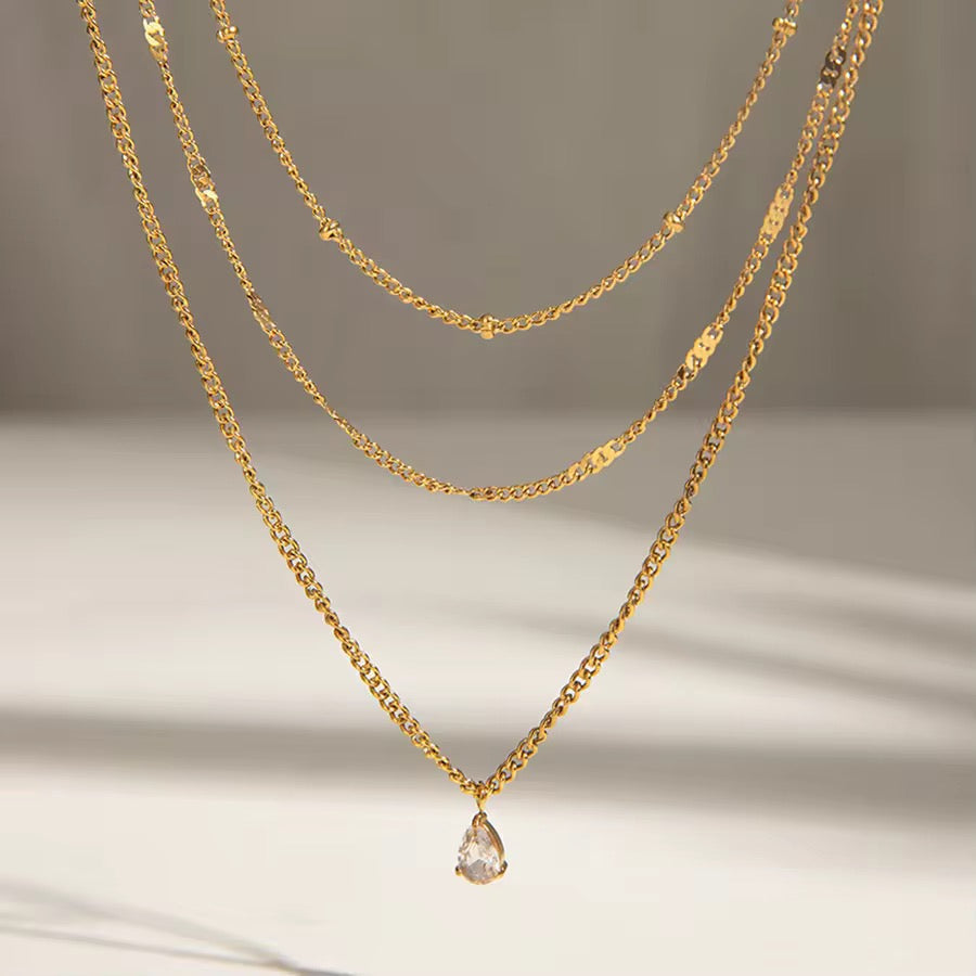 Drop trilayer Necklace