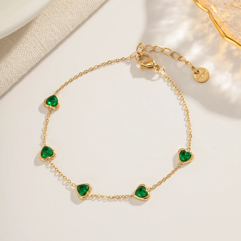 Mini Green Hearts Bracelet