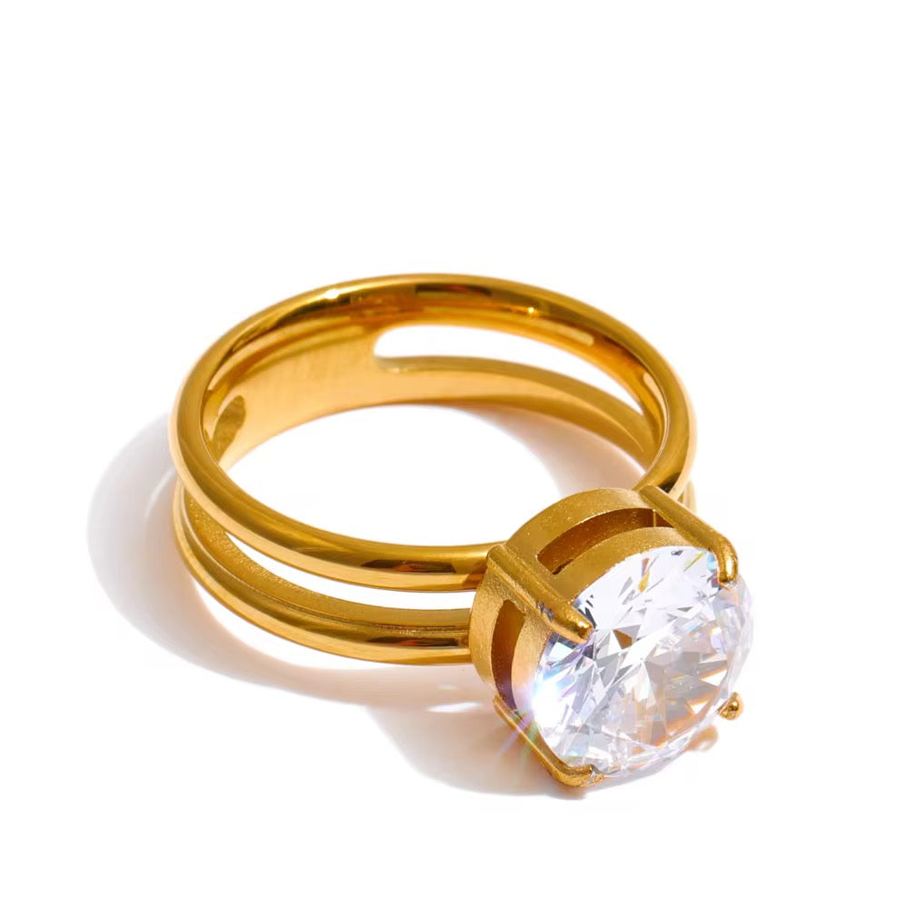 Round cut Layered Ring