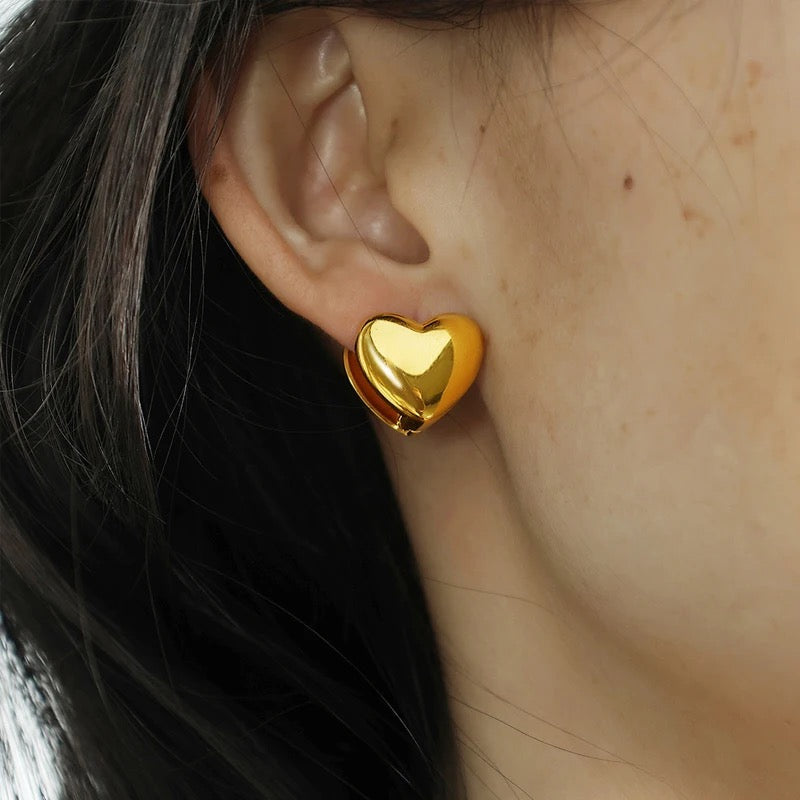 Plain Dual sided Heart Studs