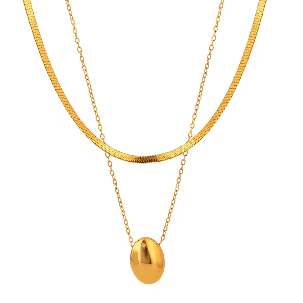Oval Double Layer Necklace