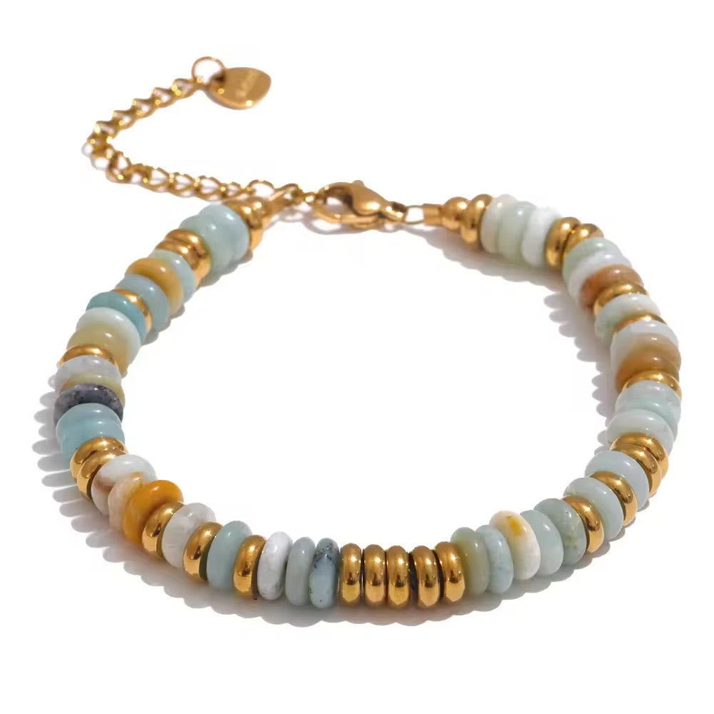 Aqua Ethnic Beaded Bracelet