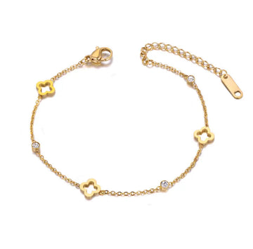 Dainty Hollow Clover Bracelet