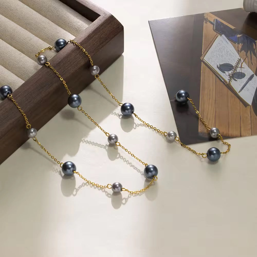 Long Grey Pearl Necklace