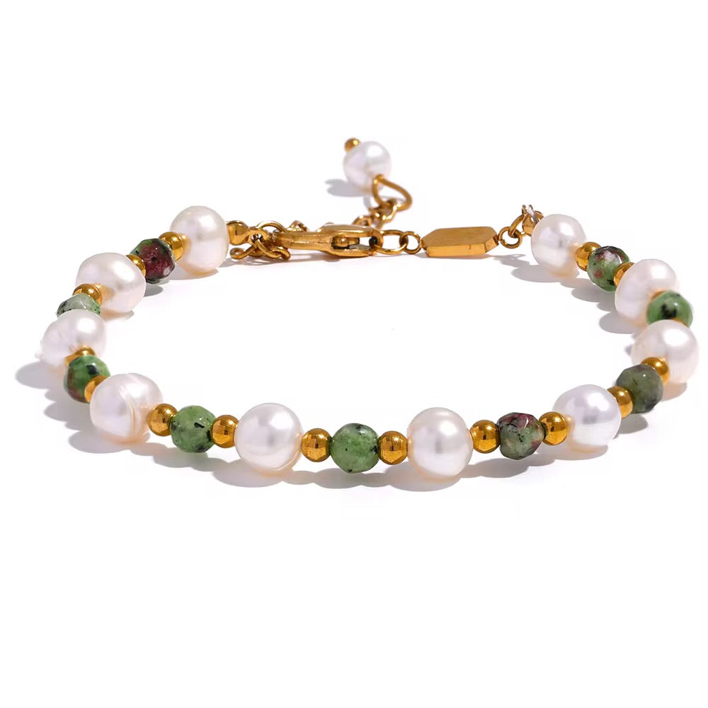 Pearl Zoisite Bracelet