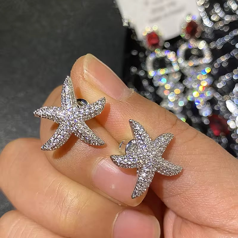 Silver Starfish Studs