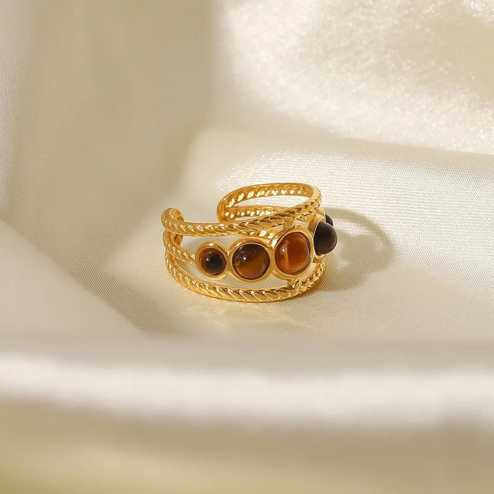Tiger Eye Open Ring