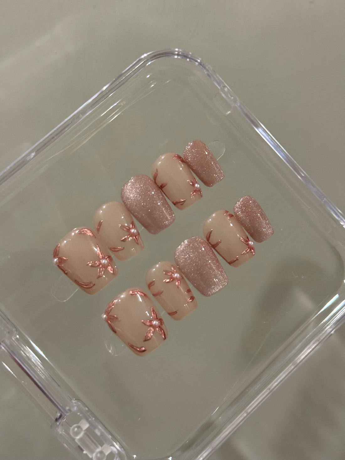 N23 Pink Vines Nails Set