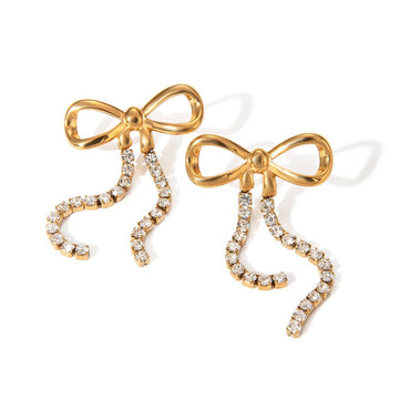 Bow with Hanging zircon earrings