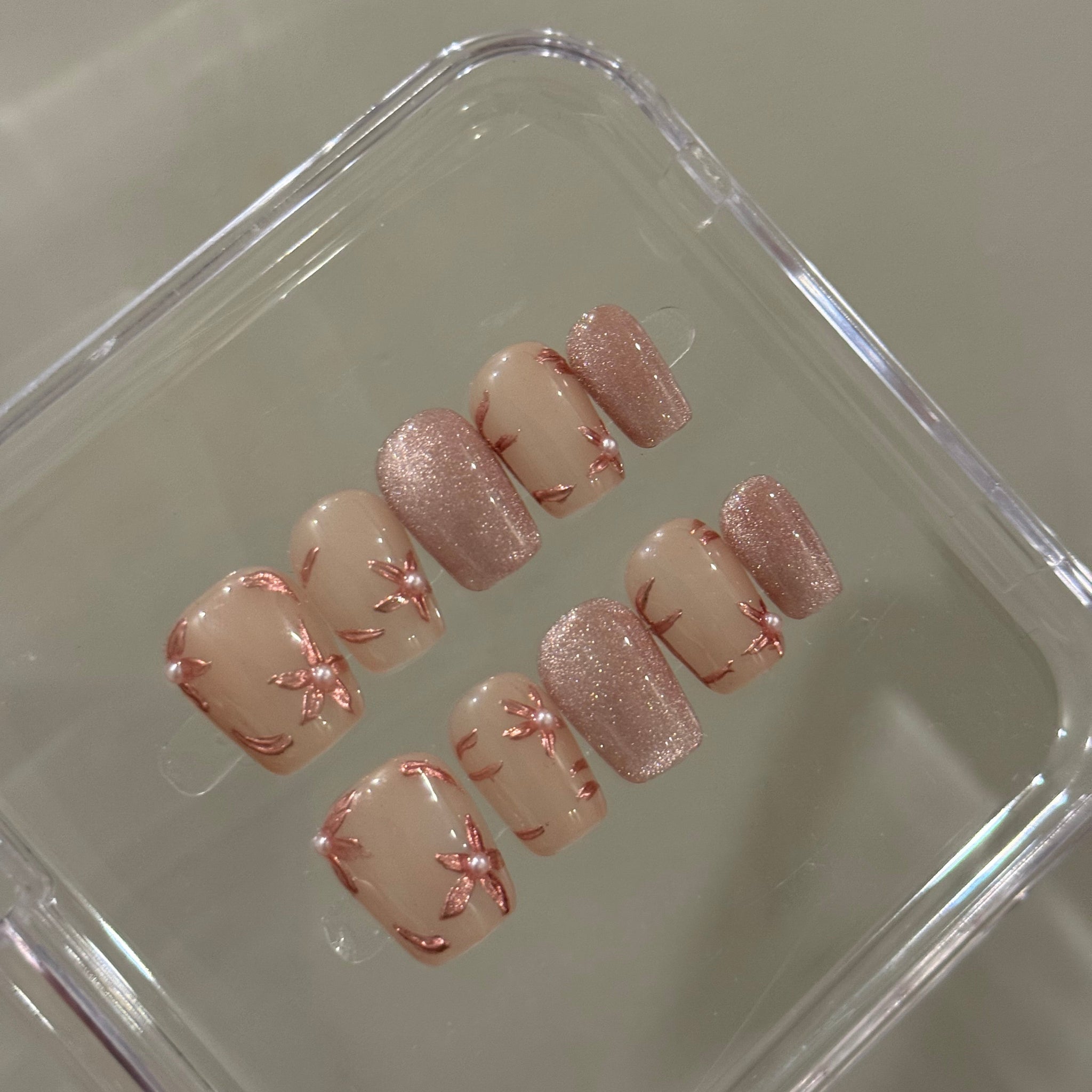 N23 Pink Vines Nails Set