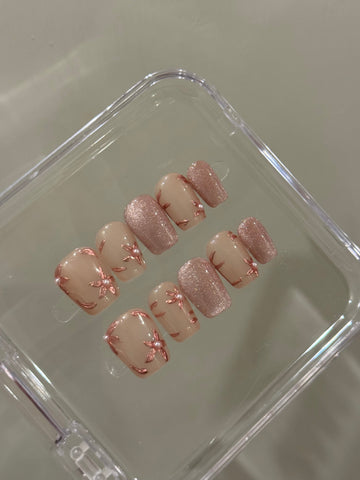 N23 Pink Vines Nails Set