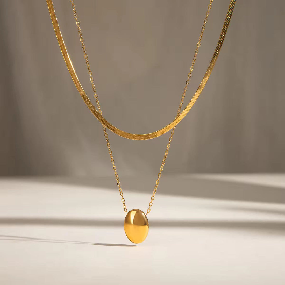 Oval Double Layer Necklace