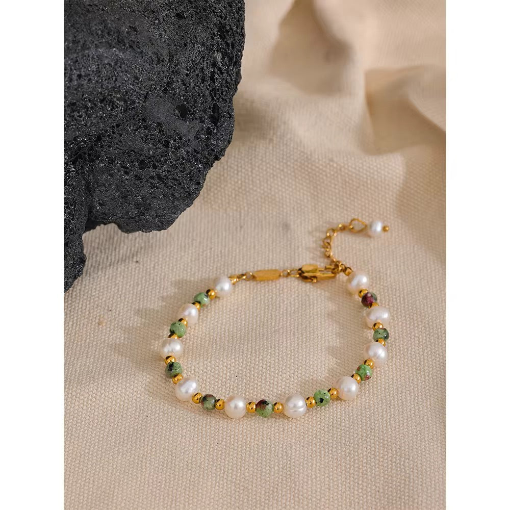 Pearl Zoisite Bracelet