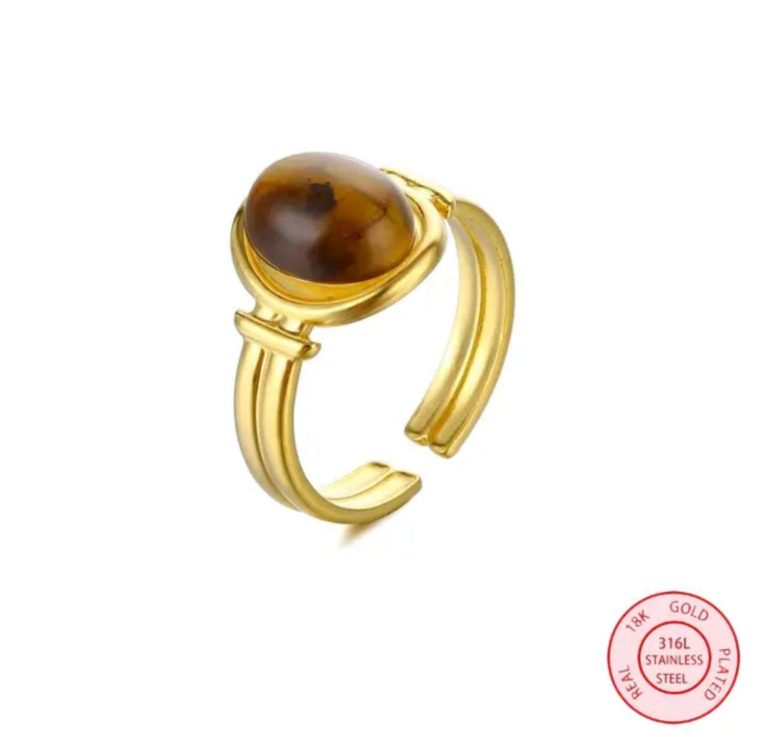 Smoky Stone Gold Ring