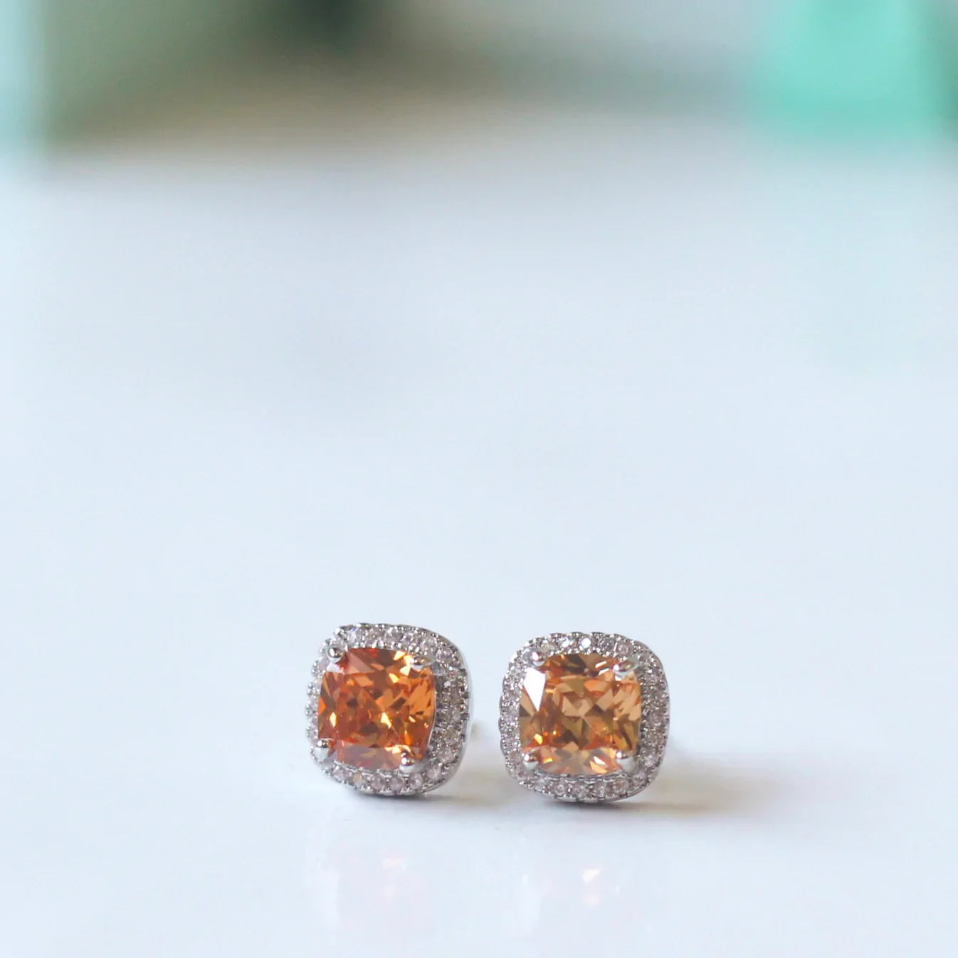 Champagne Cushion Studs