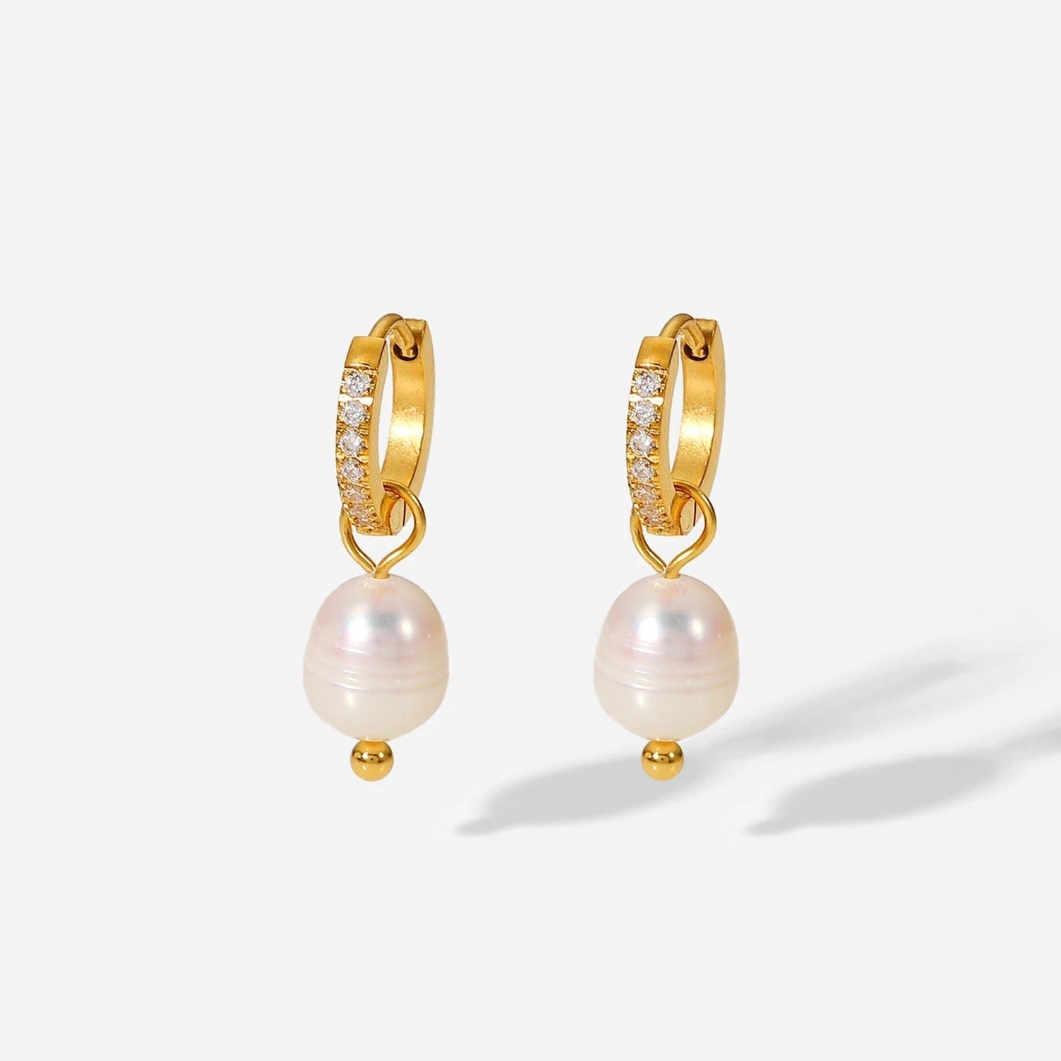 Small Zirconia Pearl Hoops