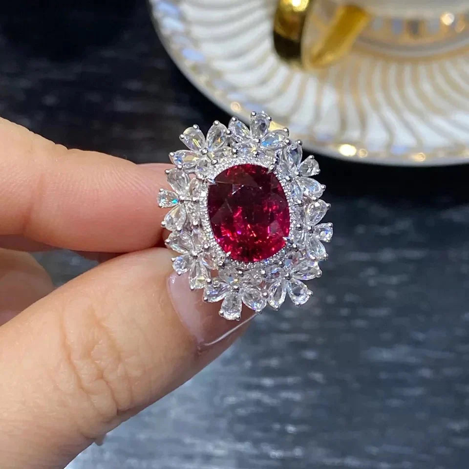 Ruby Daisy Ring (Adjustable Size)