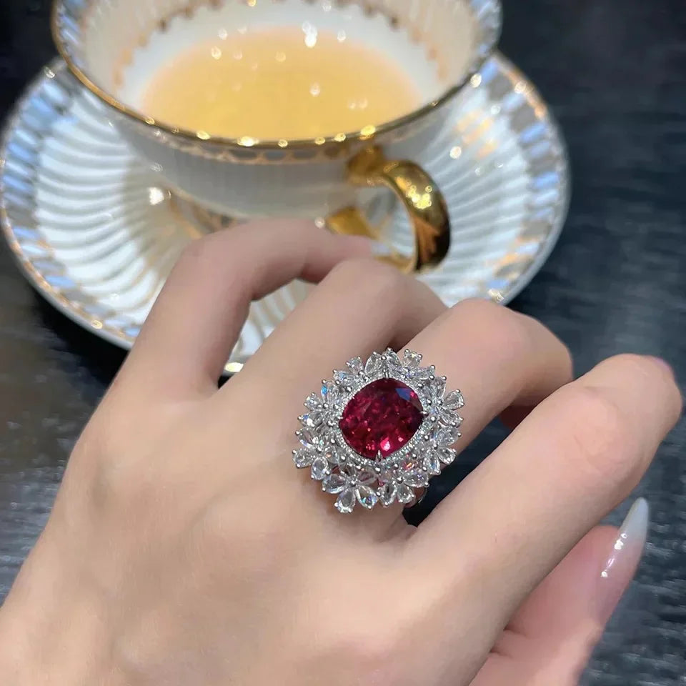 Ruby Daisy Ring (Adjustable Size)