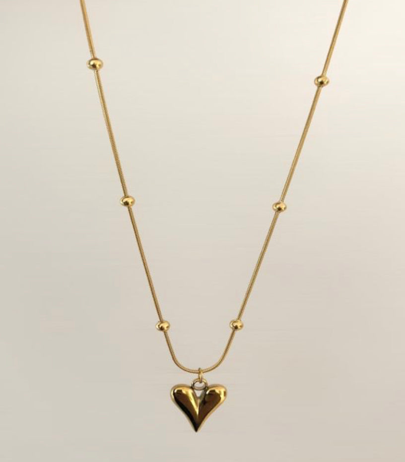 Solid Beaded Heart Necklace